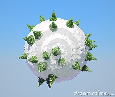 Abstract Globe with firtrees on it Stock Photo