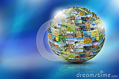 Abstract globe formed by nature photos Stock Photo