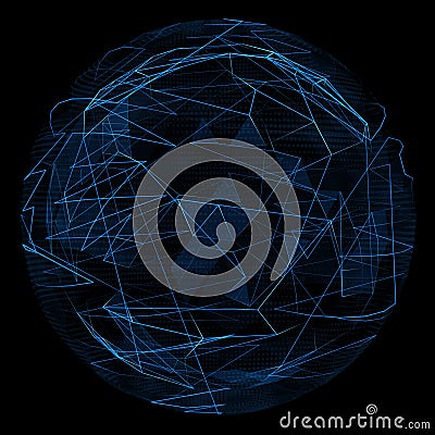 Abstract globe glow blue line and opacity triangle Cartoon Illustration