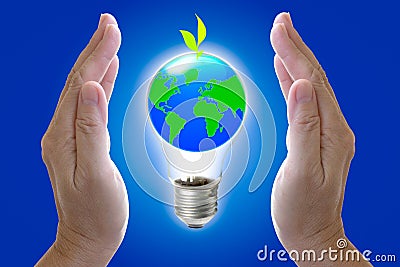 Abstract globe in the light bulb Stock Photo