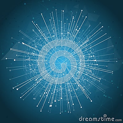 Abstract globe network background with connecting lines and dots Vector Illustration