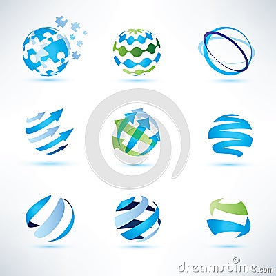 Abstract globe symbol set, communication and technology icons Vector Illustration