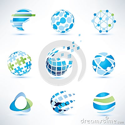 Abstract globe symbol set, communication and technology icons Vector Illustration