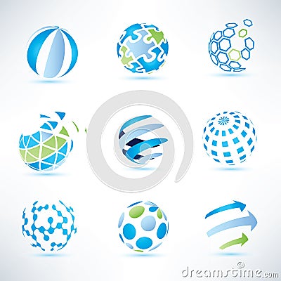 Abstract globe symbol set, communication and technology icons Vector Illustration