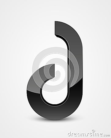 Abstract glossy futuristic letter in black color Vector Illustration