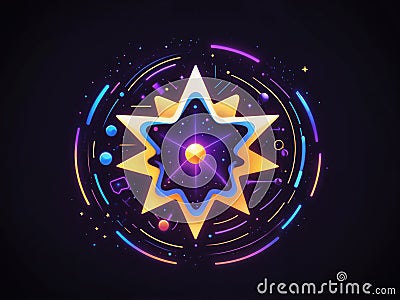 Abstract glow modern AI star icon Large data processing concept. Icon element design for app and web Stock Photo