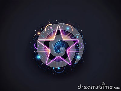 Abstract glow modern AI star icon Large data processing concept. Icon element design for app and web illustration Cartoon Illustration