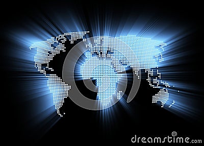 Abstract glowing hi-tech world map Stock Photo