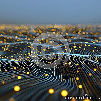 Abstract Glowing Lines A Captivating Visualization of Interconnected Data Streams and Technological Networks, Radiating an Stock Photo