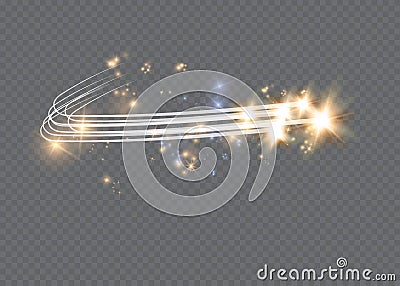 Abstract glowing magic star light effect from the neon blur of curved lines. Glittering stars dust trail from the side.flyi Vector Illustration