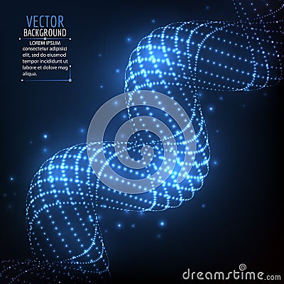 Abstract glowing spiral. Vector particles lights. Vector Illustration