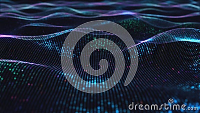 Abstract glowing virtual neural network. Futuristic coding or Artificial Intelligence concept 3d illustration Cartoon Illustration