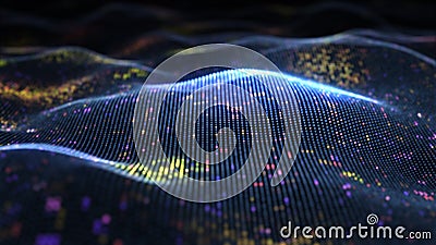 Abstract glowing virtual neural network. Futuristic coding or Artificial Intelligence concept 3d illustration Cartoon Illustration
