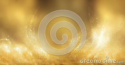 Abstract gold background. Glittering golden dust swirling with center copy space Stock Photo