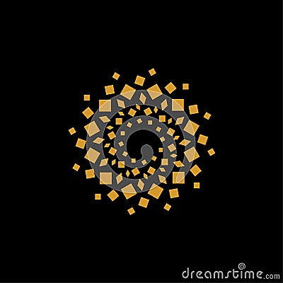 Abstract gold box shape - design element logo vector Vector Illustration