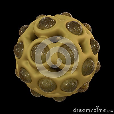 Abstract Gold Colored Indented Sphere Isolated On Black Stock Photo