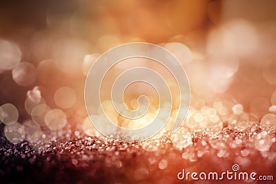Abstract gold copper glittering bokeh background Stock Photo