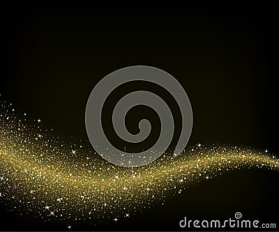 Abstract gold dust glitter star wave background Vector Illustration