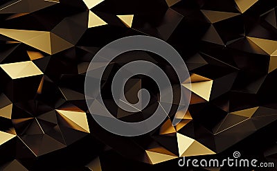 Abstract gold metal geometric triangles background 3d render Stock Photo