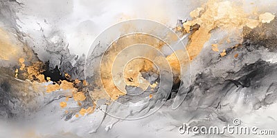 Abstract gold painted watercolor background Cartoon Illustration