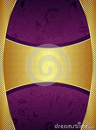 Abstract Gold and Purple Floral Background Stock Photo