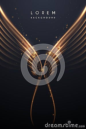 Abstract gold wings background with glow effect Stock Photo