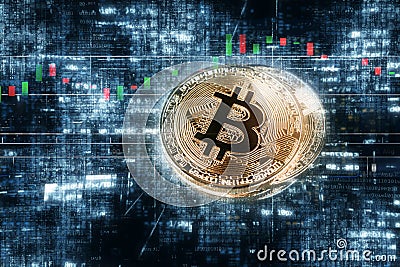 Abstract golden bitcoin coin Crypto Currency background concept. Stock Photo