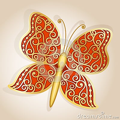 Abstract golden butterfly Vector Illustration