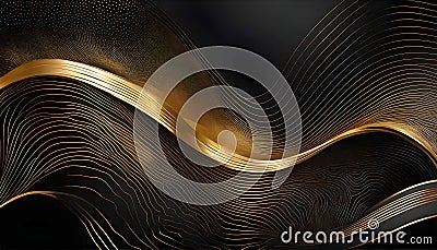 Abstract golden contour lines template, artistic cover design, colorful luxury backgrounds Cartoon Illustration