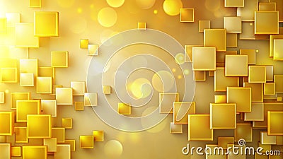 Abstract golden cube array with soft bokeh background. Generative AI Stock Photo