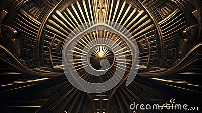 Abstract golden design with a sunburst pattern, AI Stock Photo