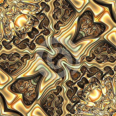 Abstract golden figured background, 3d object, 3d rendering. Seamless pattern Stock Photo