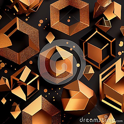 Abstract Golden Geometric Bckground. Generative AI Stock Photo