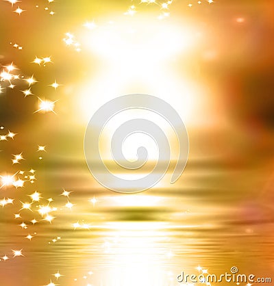 Abstract golden glowing sunset Stock Photo