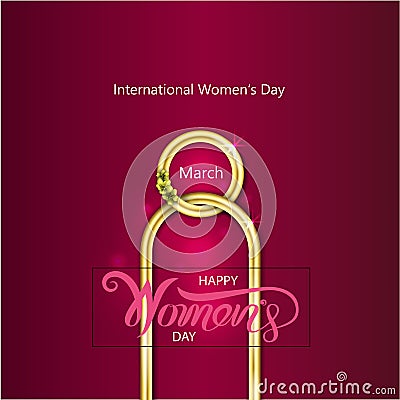 Abstract Golden Greeting card. Golden number eight and glitter gold greeting on background. International Happy Women`s Day. 8th Vector Illustration