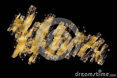 Abstract golden grungy strokes on black background. Digital illustration for greeting, gift, wedding, invitation, business card, Cartoon Illustration