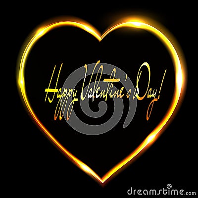 Abstract golden heart on black background Vector Illustration