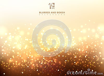 Abstract golden light glittering and bokeh background. Vector Illustration