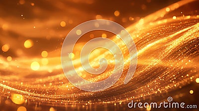 Abstract golden light waves in motion creating a dynamic glowing pattern Stock Photo