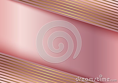 Abstract golden line on stripes pink gold background template design Vector Illustration