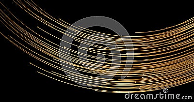 Abstract golden lines and spheres on black background with bokeh. Luxury gold concept polygonal 3d rendered illustration Stock Photo