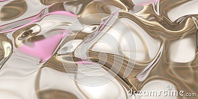 abstract golden liquid fluid wave surface 3d render illustration Cartoon Illustration