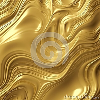 Abstract golden liquid wavy background. Metallic dynamic design. Generative AI Stock Photo