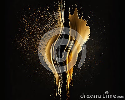 Abstract golden luxury. black and gold tones painting background. Thick paint Light black splatter. Realistic and naturalistic Stock Photo