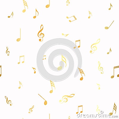 Abstract golden music notes seamless pattern background vector illustration for your design. Vector Illustration Vector Illustration