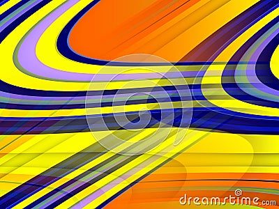 Gold yellow orange blue fluid lines background, abstract colorful geometries Stock Photo