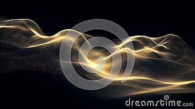 Abstract golden particle wave on dark background elegant digital waveform technology futuristic design ideal for science and Stock Photo