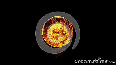 Abstract golden sphere, consisting of points. Futuristic technology space style. Array with dynamic particles. Modern science and Stock Photo