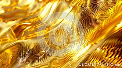 Abstract Golden Texture with Engraved Patterns, Generative AI Stock Photo