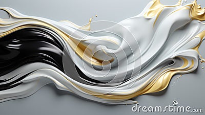 Abstract golden and white sculptural shape inspiration of 3d graphic. Stock Photo